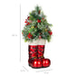 Santa Boots w/ Pre-Decorated Christmas Greenery, Lights - 40in