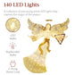 Lighted Outdoor Angel Christmas Decoration w/ 140 Lights, Harp, Stakes - 5ft