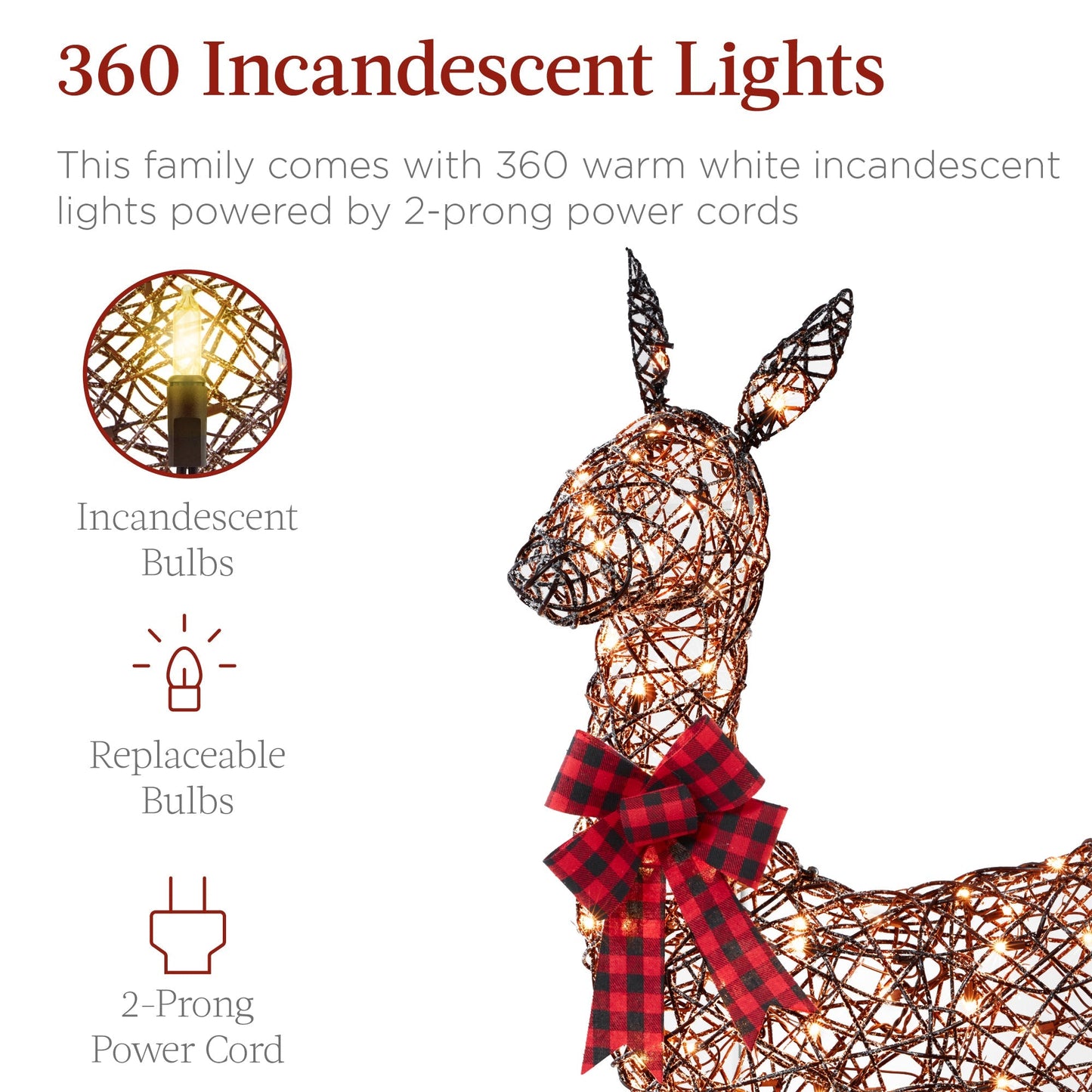 3-Piece Lighted Christmas Deer Set Outdoor Decor with LED Lights