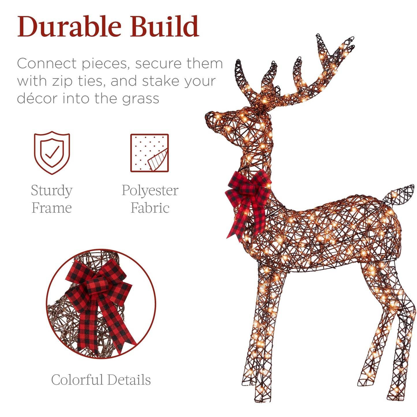 3-Piece Lighted Christmas Deer Set Outdoor Decor with LED Lights