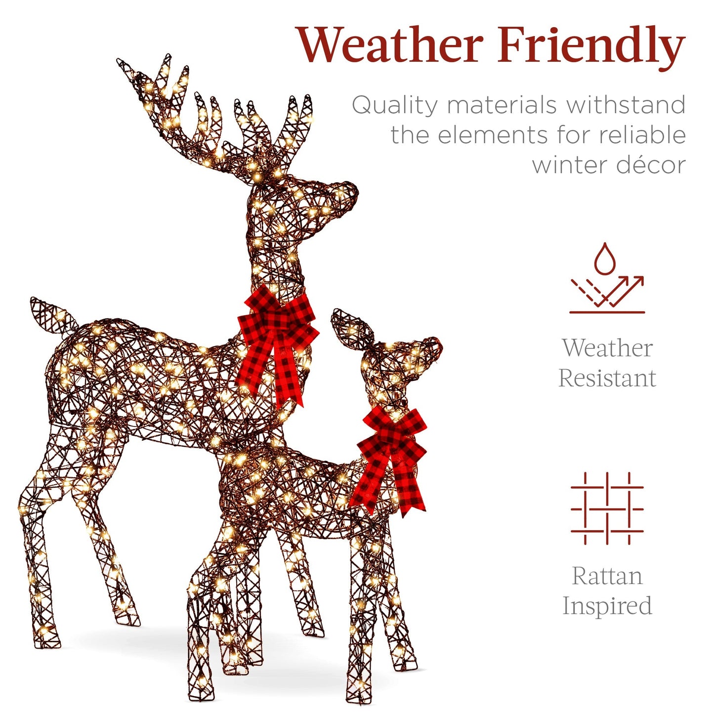 3-Piece Lighted Christmas Deer Set Outdoor Decor with LED Lights