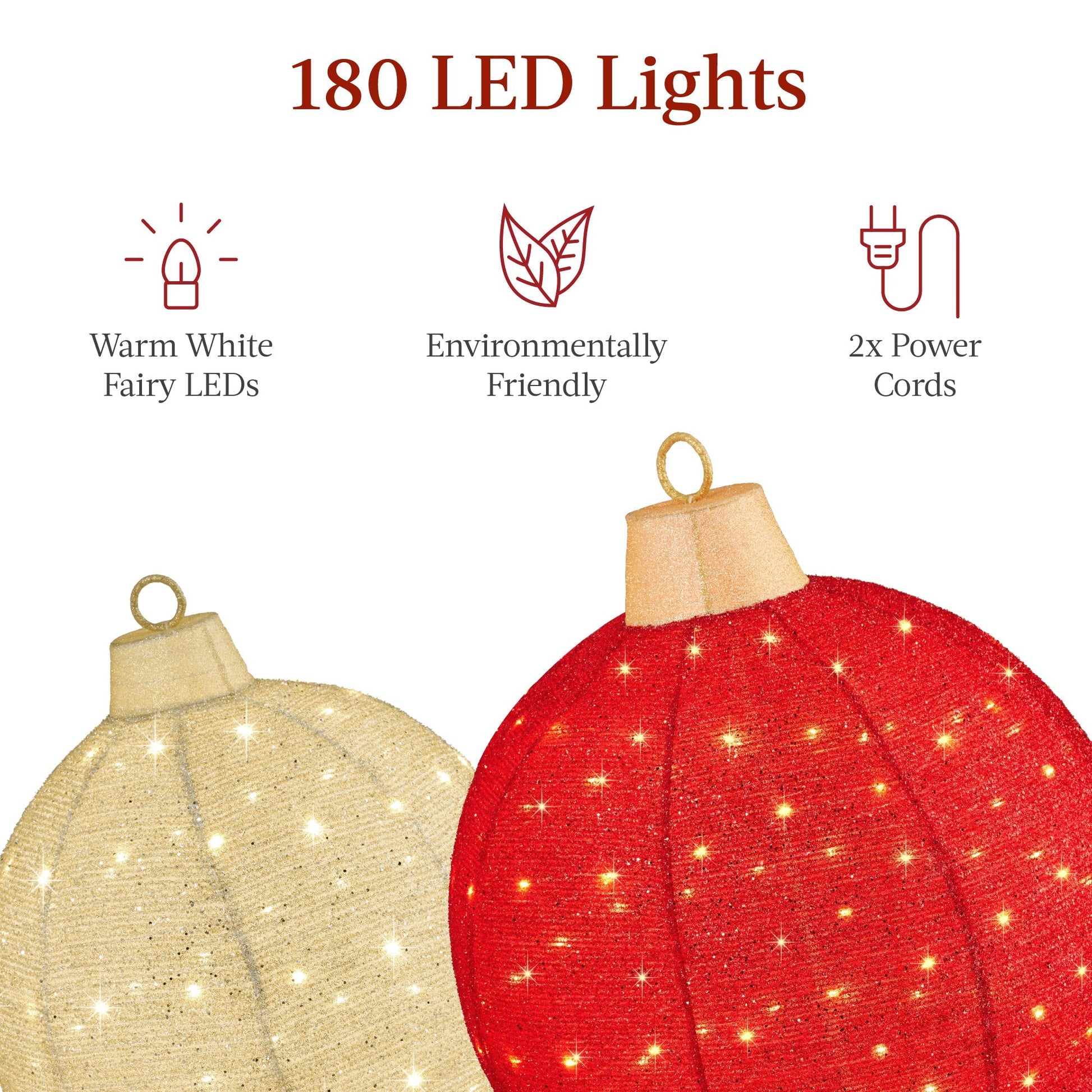 2pc Lighted Pop-Up Christmas Ornaments Decoration w/ 180 LED Lights, Stand