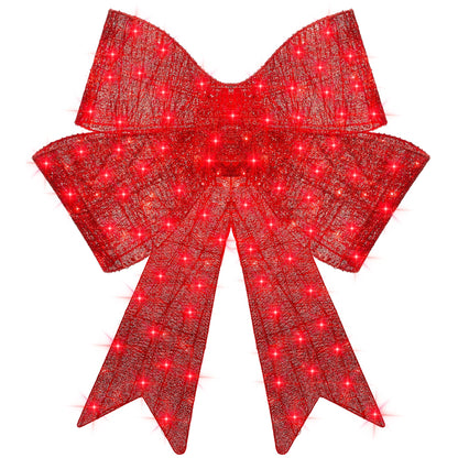 Pre-Lit Large Christmas Bow Decoration, Holiday Decor w/ 8 Functions