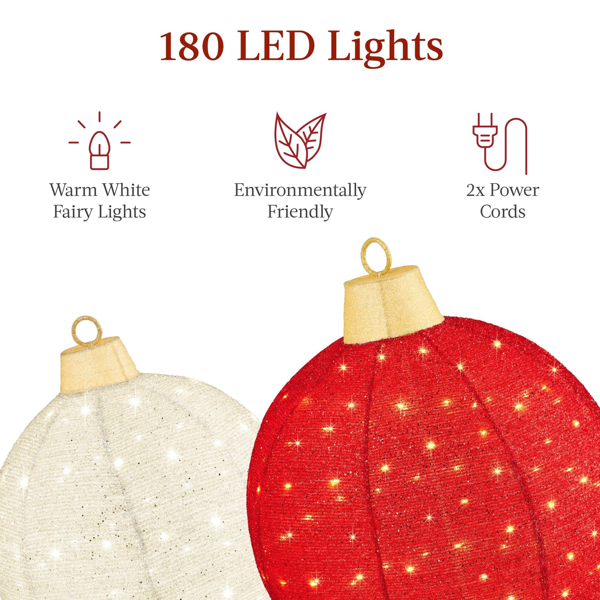 2pc Lighted Pop-Up Christmas Ornaments Decoration w/ 180 LED Lights, Stand