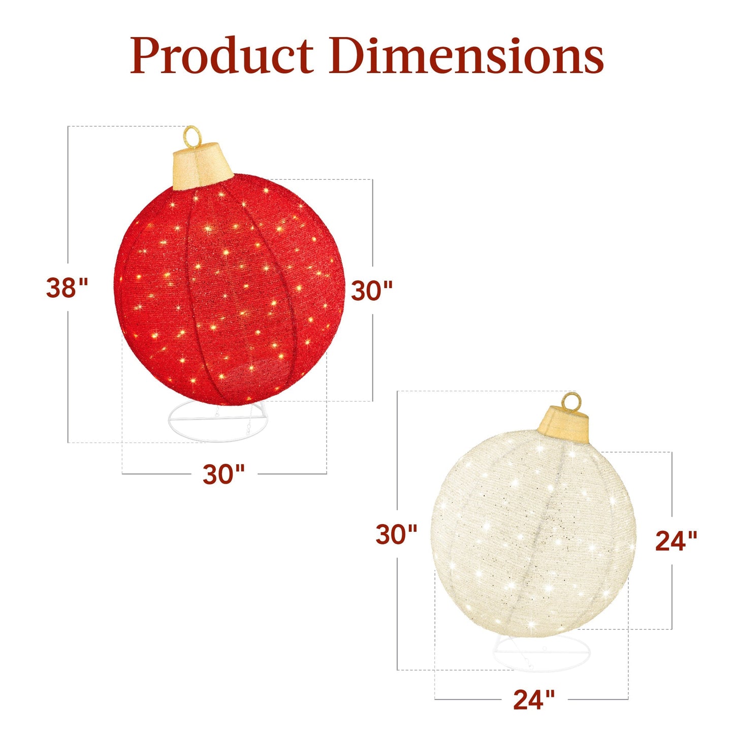 2pc Lighted Pop-Up Christmas Ornaments Decoration w/ 180 LED Lights, Stand