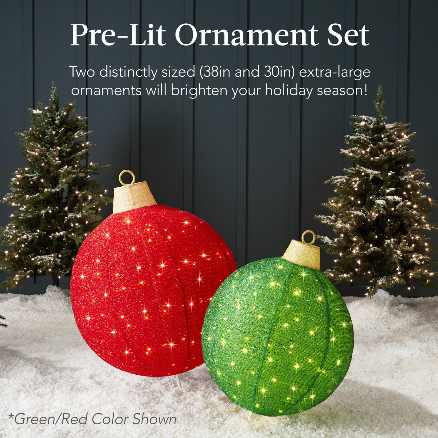 2pc Lighted Pop-Up Christmas Ornaments Decoration w/ 180 LED Lights, Stand