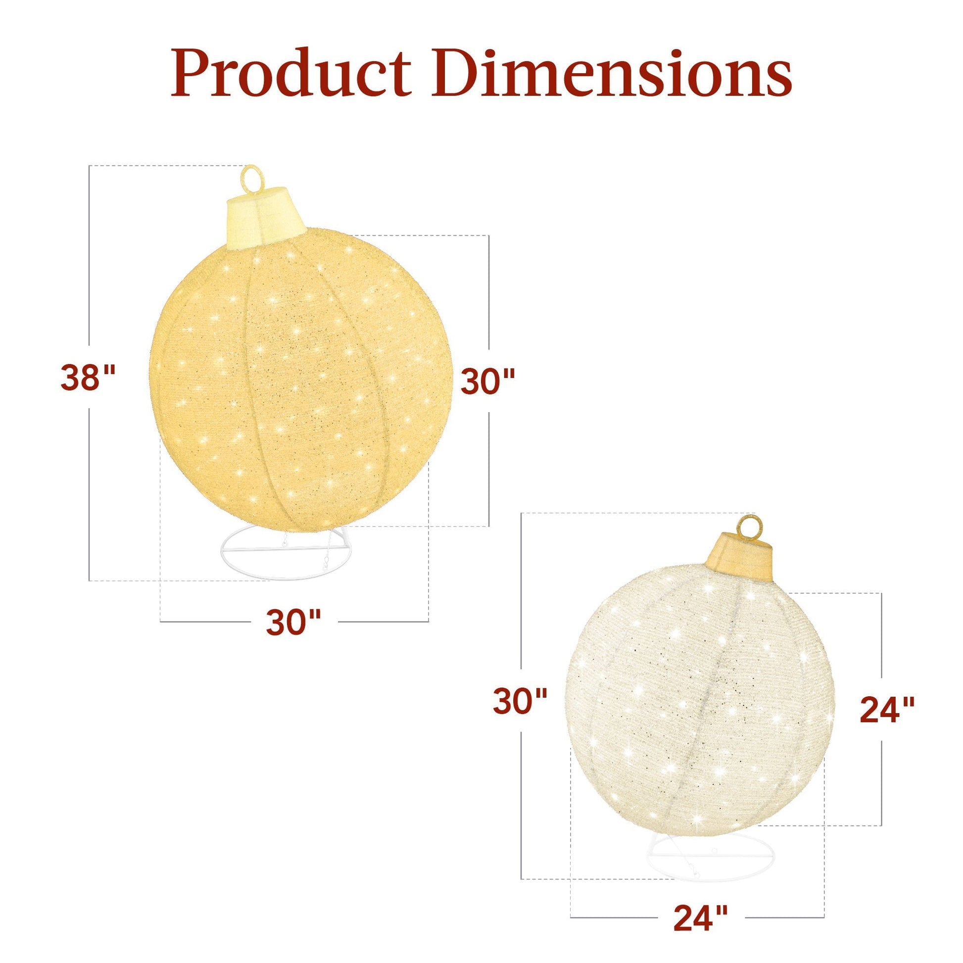 2pc Lighted Pop-Up Christmas Ornaments Decoration w/ 180 LED Lights, Stand